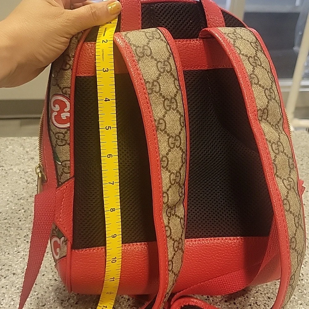 Gucci Red and Brown Apple Print Backpack - Picture 4 of 9